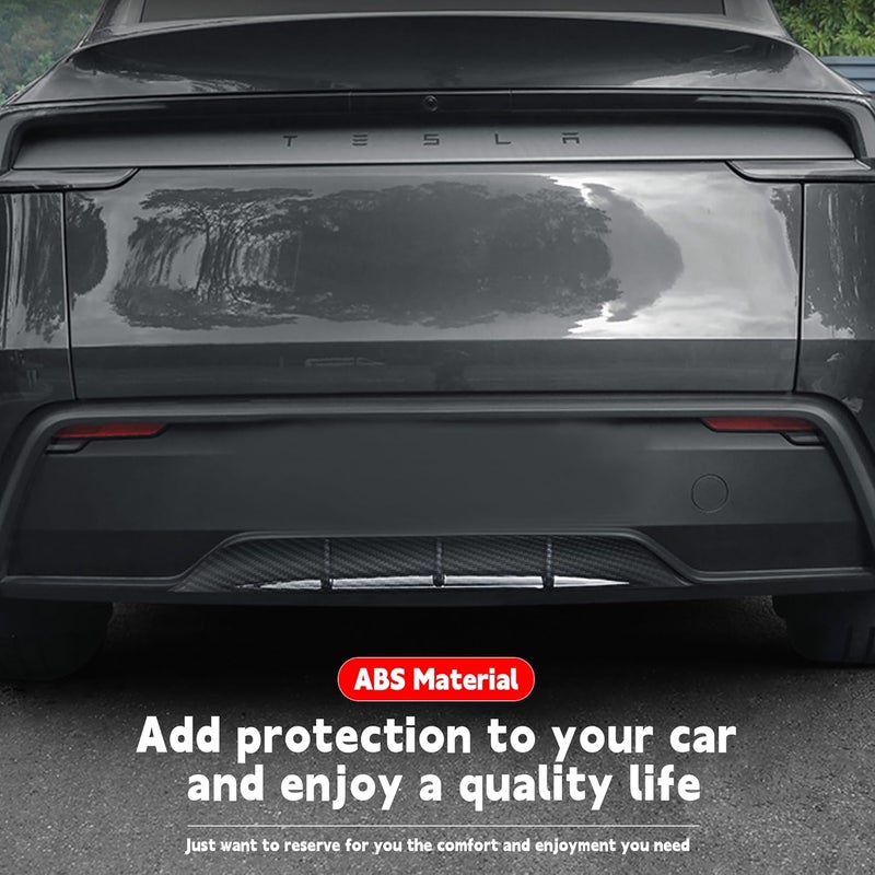 Arcoche Rear Diffuser for Telsa Model Y Juniper 2025-2026 Without Drilling，Trunk Decoration Accessories Model Y Juniper Rear Bumper Molding Protector Lip Made of PP Material (Glossy Carbon Fiber) - Image 2
